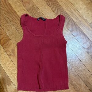 Brandy Melville Cherry Red Ribbed Tank Top